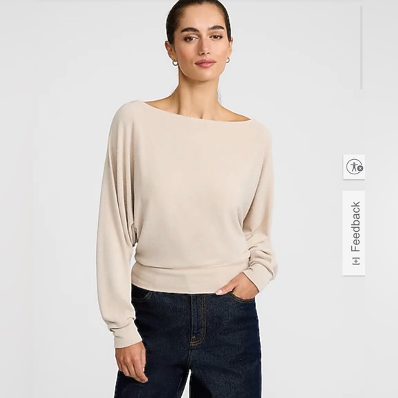 NEW Express Off the Shoulder Sweater In Cream Size XS - Picture 1 of 9